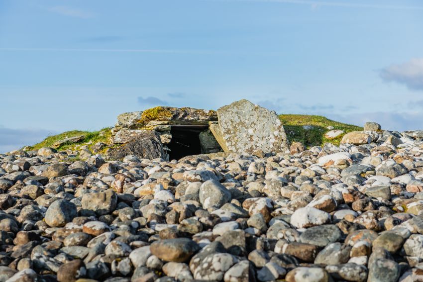 A neolithic burial cairn in Kilmartin Glen in Scotland